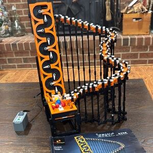 Orange and Black Spiral Marble Run Sculpture -